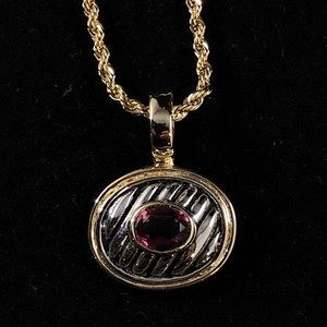 David Yurman Style 14KT Gold HGE Amethyst Pendant